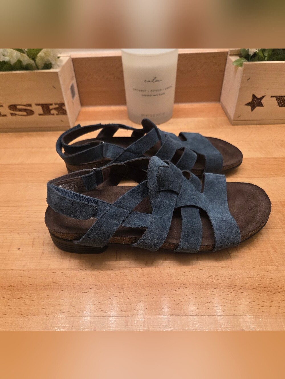 Munro Women's Corine Slingback Sandals Blue Suede Leather Size 9